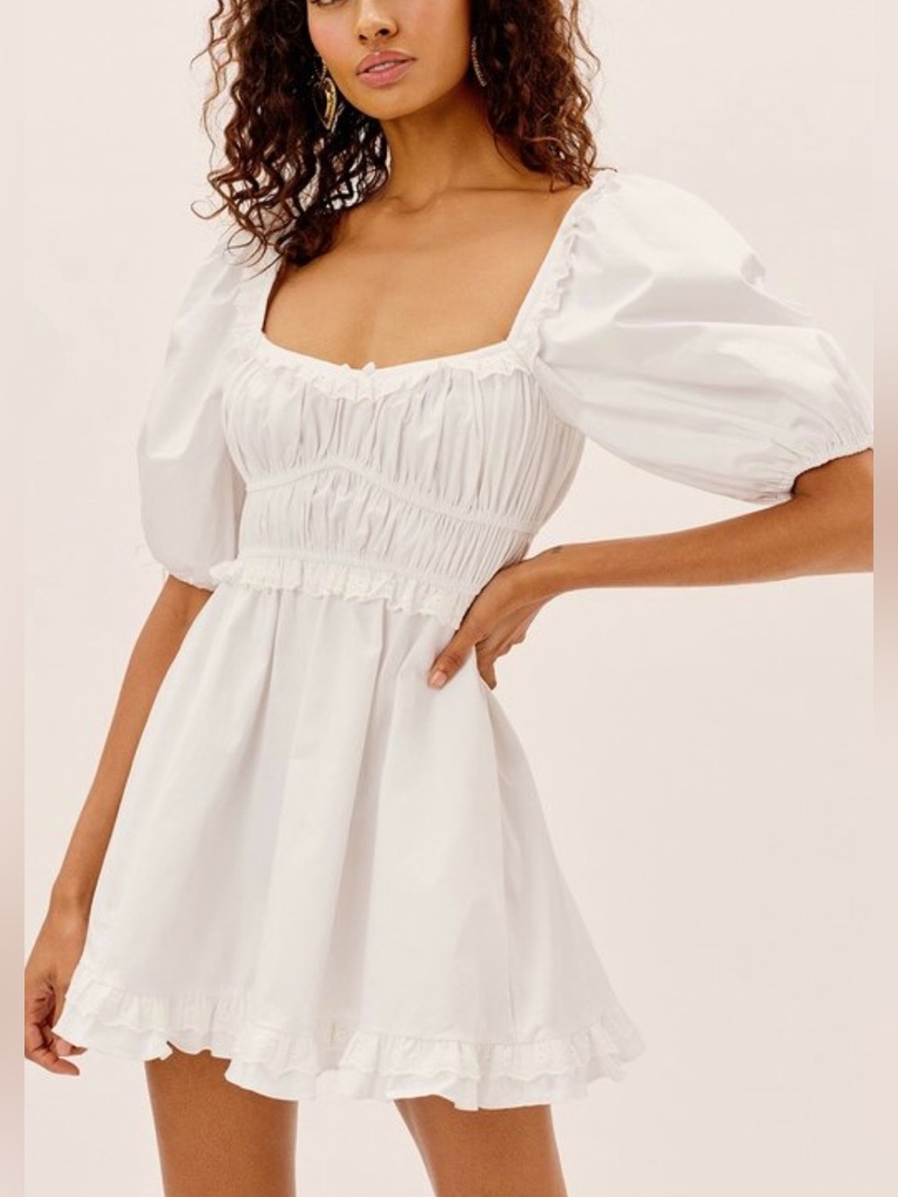 For Love & Lemons Jackson White Ruffle lace Babydoll Mini Dress size XS $198